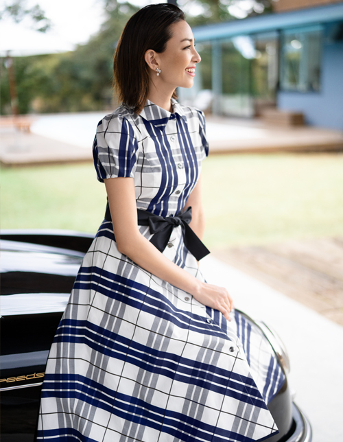 エクルベージュ チェックシャツドレス - 通販 - motelparati.com.br