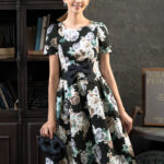 希少サイズ 44✨M'S GRACYゴージャスローズプリントドレス ワンピース 希少サイズ 44✨M'S GRACYゴージャスローズプリントドレス