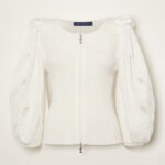 M'S GRACY リボンダブルジップアップ　ペプラムリブニットカーディガン M'S GRACY リボンダブルジップアップ ペプラムリブニットカーディガン