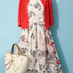 ★エムズグレイシー エッフェル塔プリント ワンピース38サイズ ローズ ☆エムズグレイシー エッフェル塔プリント ワンピース38サイズ